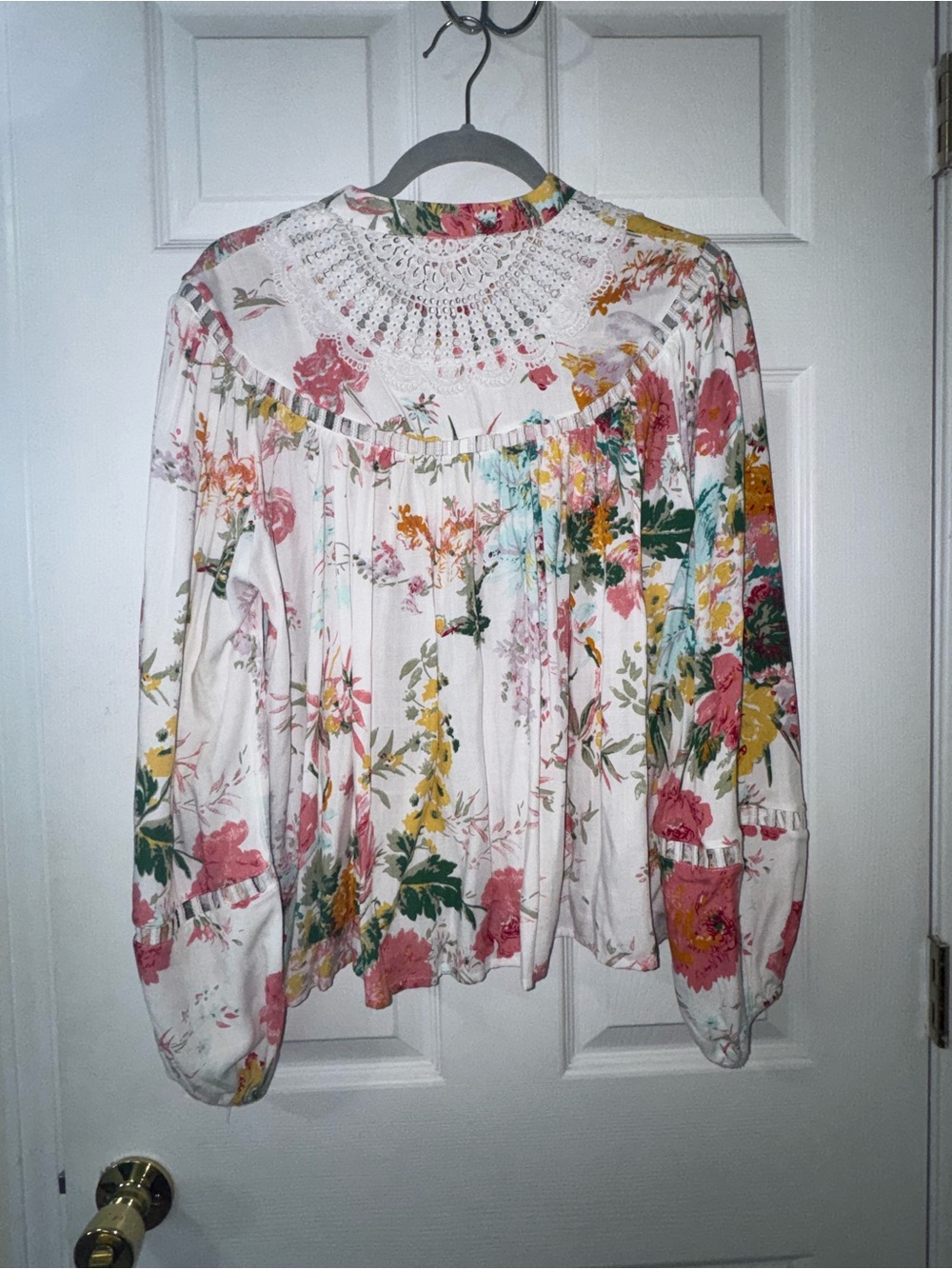 Floral Crochet-Yoke Peasant Blouse by Ciebon - Picture 8 of 8